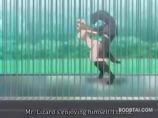 Rinnakas anime koolitüdruk vitt naelutatud raske poolt koletis juures a zoo